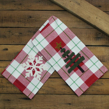 2 in 1 Christmas Buffalo Check Tree, Snowflake Towel Set of two ET220020 - The Fox Decor